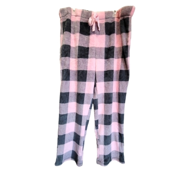 BUNDLE💥2X Fleece Buffalo Check Pajama Pants Paired w/Long Sleeve Ribbed Tee - Picture 6 of 9